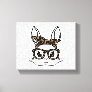 Lienzo Bunny Face Leopard Glasses Chicas de Pascua Niños