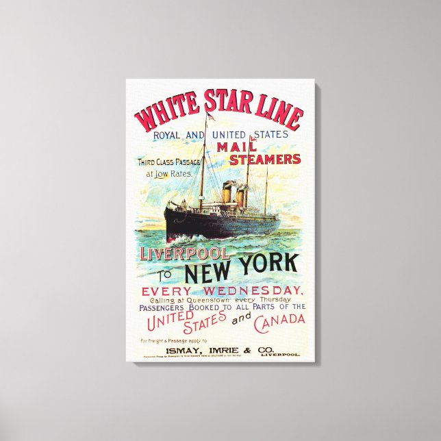 LIENZO BUQUE DE VAPOR CORREO OCEÁNICO DE WHITE STAR LINE (Anverso)