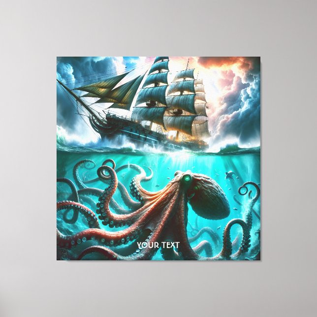 Lienzo Buque náutico de Fantasy Cute Octopus (Anverso)