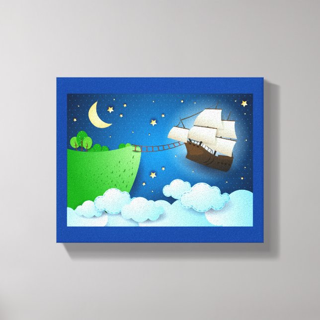 Lienzo Buque volador al aterrizar (Anverso)