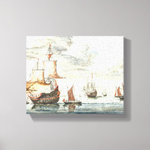 Lienzo Buques Vintage En Un Mar Tranquilo Johan Teyler