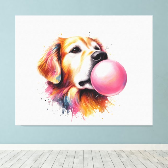 Lienzo Burbuja de perro que sopla (Insitu (piso de madera))