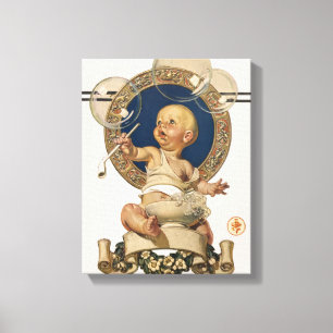Lienzo Burbujas de Bebé Vintage por J.C. Leyendecker Nurs