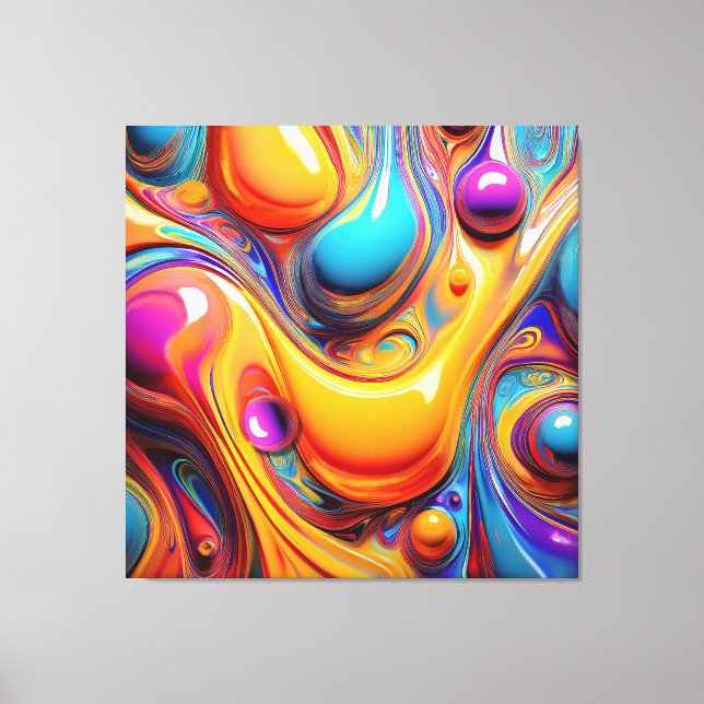 Lienzo Burbujas de fluidos de color (Anverso)