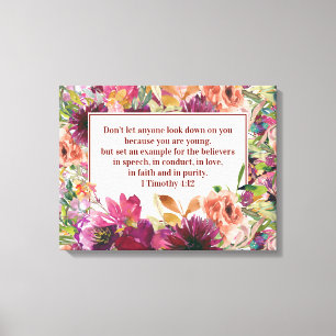 Lienzo Burgundy Floral Biblia Cristiana Timothy Juventud