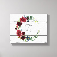 Burgundy Floral Elegante Nombres Rústicos Keepsake