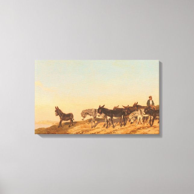 Lienzo Burros en el sur de Francia (por Eugène Burnand) (Anverso)