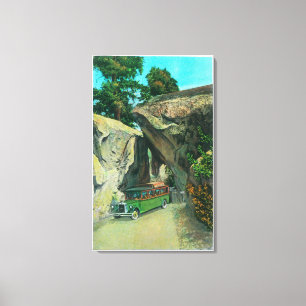 Lienzo Bus turístico debajo de la roca del arco en el