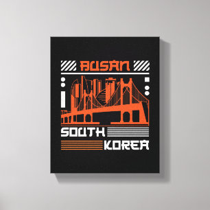 Lienzo Busan Corea del Sur Puente Silueta Gráfica Moder