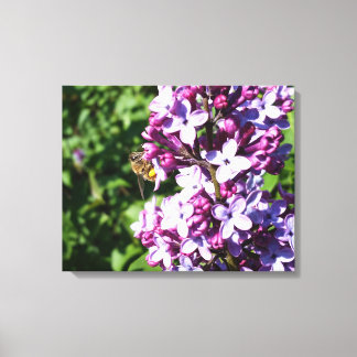 Lienzo Buscando Nector y Polen Abeja y Lilac