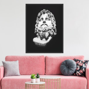 Lienzo Busto de mármol grecorromano clásico en blanco y n