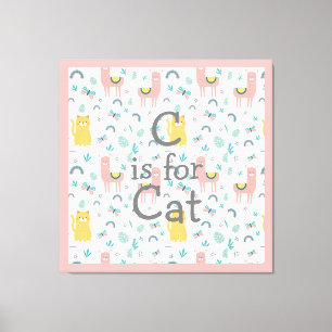 Lienzo C es para la guardería de gato boho cute alapaca r