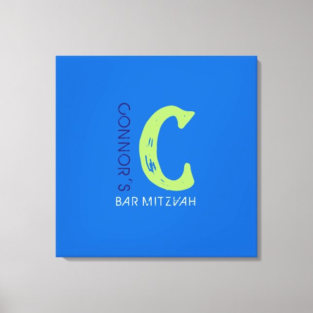 Lienzo C Monograma Barra inicial Bat Mitzvah Rótulo a bor (Anverso)