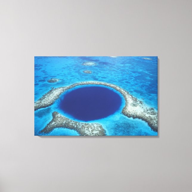 Lienzo CA, Belice. Vista aérea de Blue Hole (diámetro (Anverso)