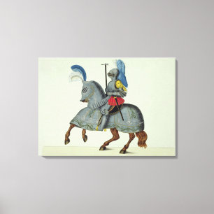 Lienzo Caballero y caballo en la armadura, placa 'de una