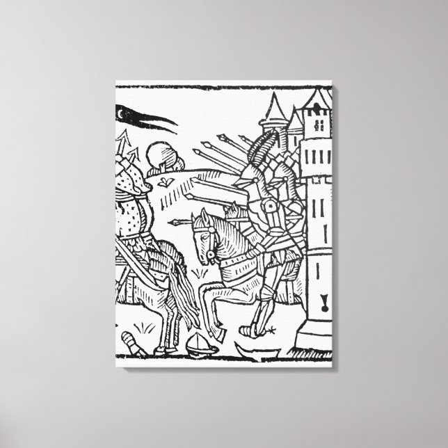 Lienzo Caballeros cruzados salen a hacer la batalla (Anverso)