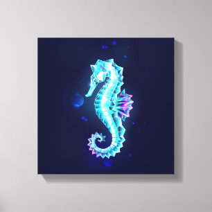 Lienzo caballito de mar de hielo de cristal sobre fondo a