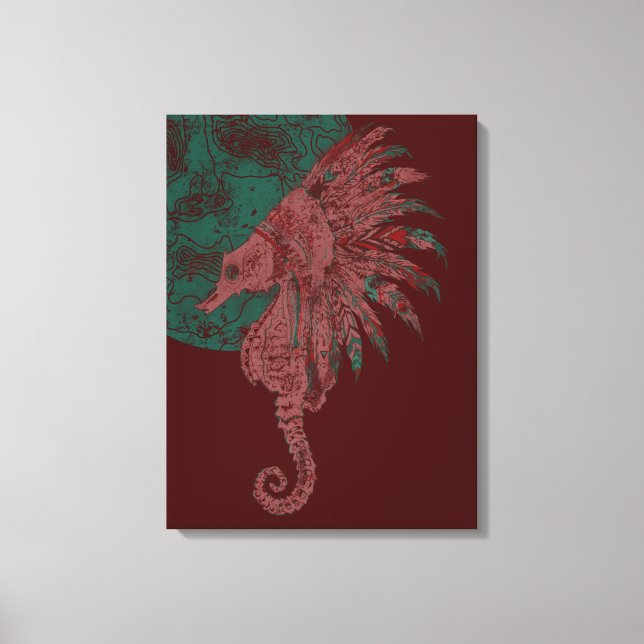 Lienzo caballito de mar junto a la luna (Anverso)