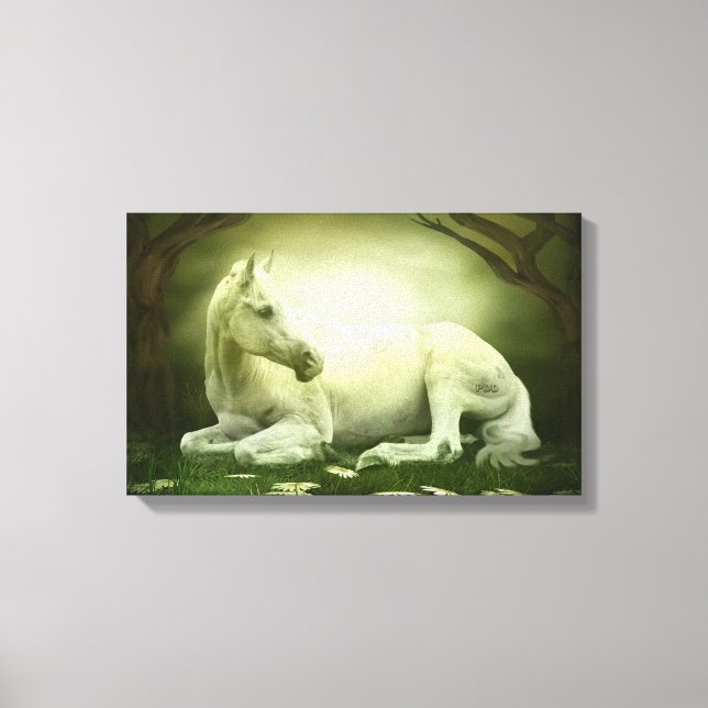 Lienzo Caballo Arábigo Gris (Anverso)