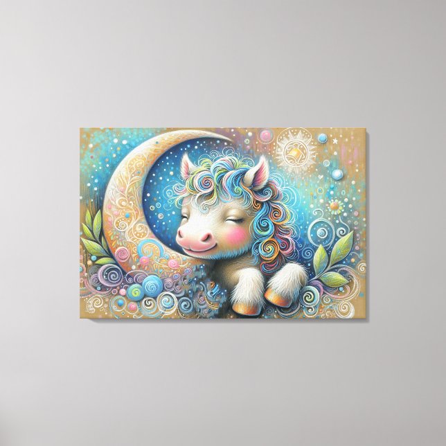 Lienzo Caballo caprichoso y luna creciente (Anverso)