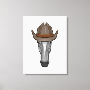 Lienzo Caballo como vaquero con Gorra