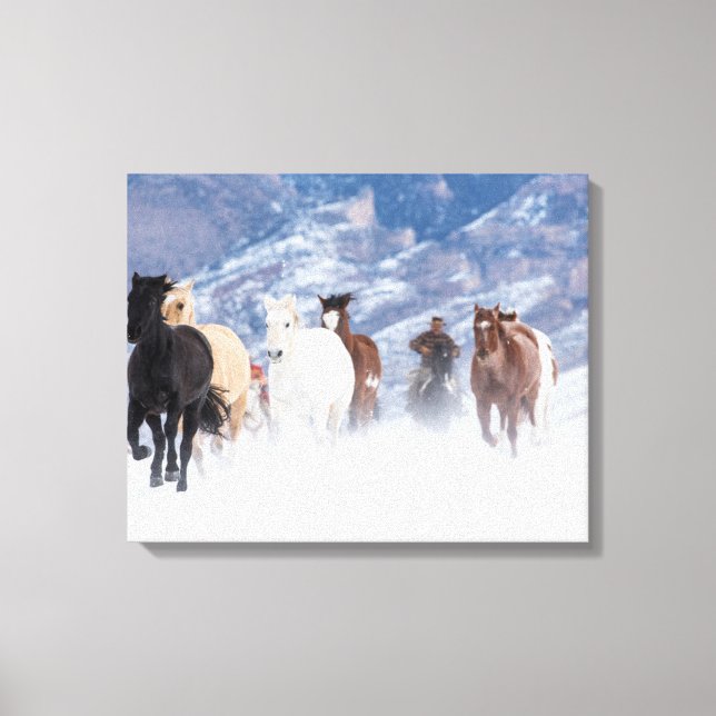 Lienzo Caballo corriendo por la nieve (Anverso)