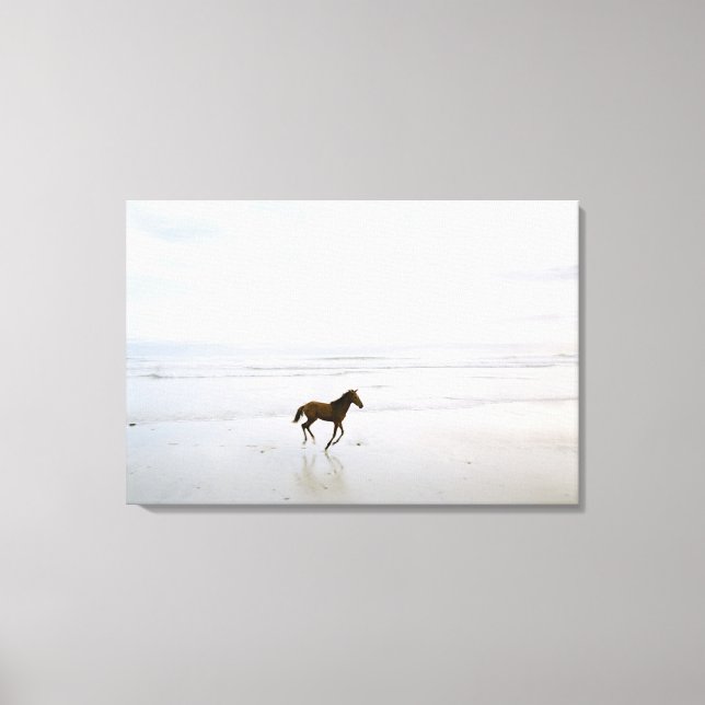 Lienzo Caballo corriendo por la playa (Anverso)
