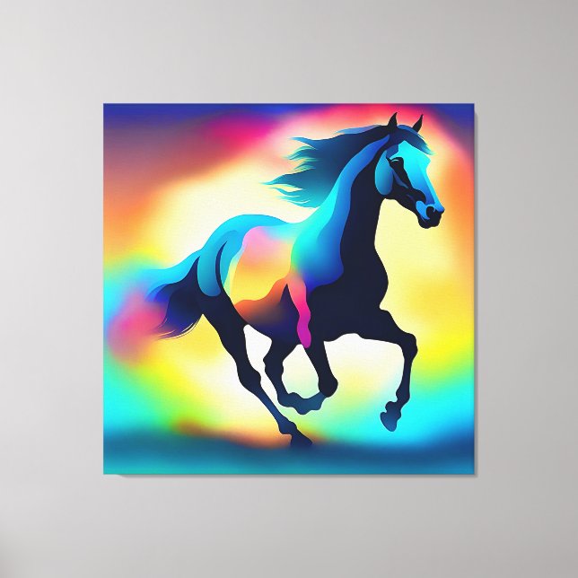 Lienzo Caballo de acuarela colorido (Anverso)