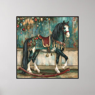 Lienzo Caballo de Navidad Victoriano Majestuoso