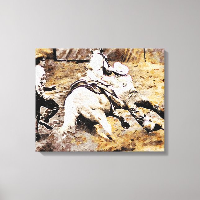 Lienzo *~* Caballo de Rodeo Vintage AR22 Oeste (Anverso)