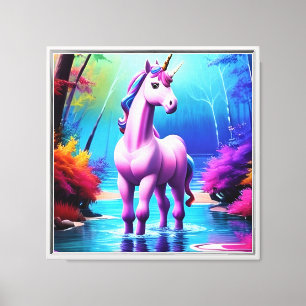 Lienzo Caballo de unicornio colorido en el lago-37470