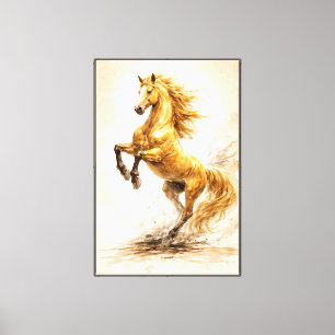 Lienzo Caballo dorado erguido: pintura de tinta cinematog