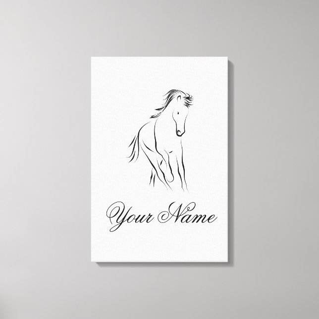 Lienzo Caballo en ejecución de color negro (Anverso)