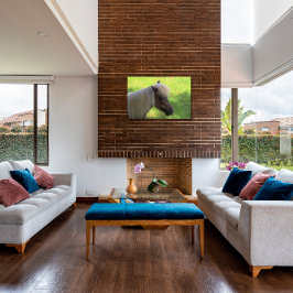 Lienzo Caballo en miniatura marrón con mané rubio