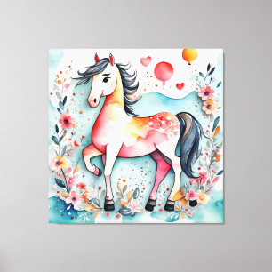 Lienzo Caballo floral lindo
