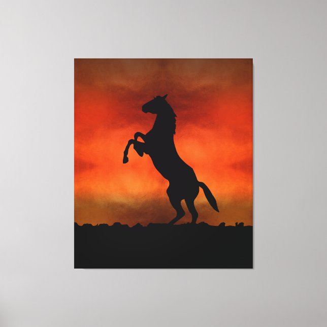 Lienzo Caballo Libre Al Atardecer (Anverso)