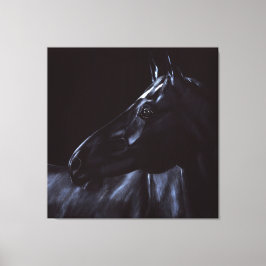 Lienzo Caballo negro elegante pintado a mano