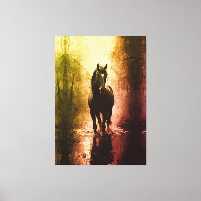 Lienzo Caballo negro místico - Ecuestre de fantasía oscur (Anverso)