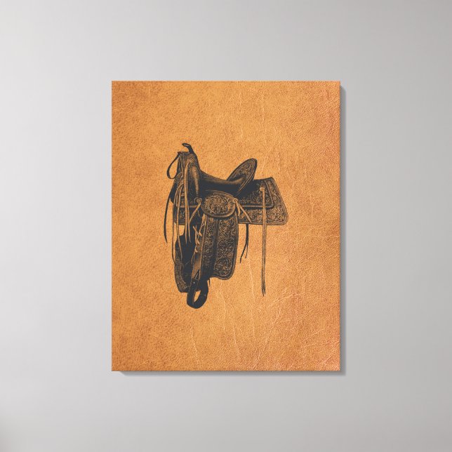 Lienzo Caballo occidental vintage (Anverso)