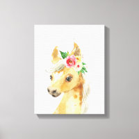 Caballo Potro Floral Acuarela
