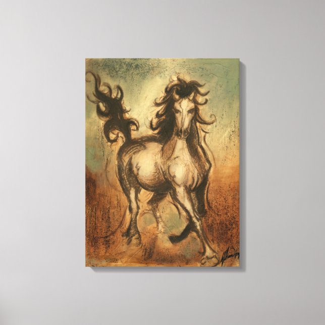 Lienzo Caballo salvaje y colores cálidos (Anverso)
