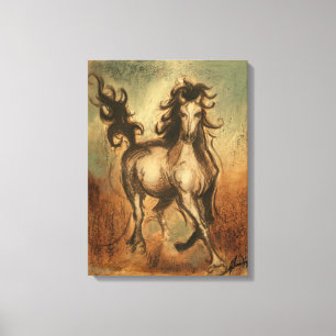 Lienzo Caballo salvaje y colores cálidos