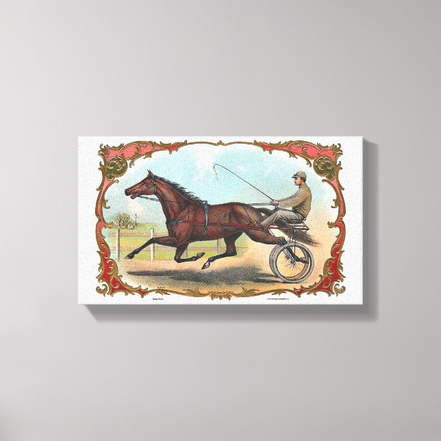 Lienzo Caballo Sobre Ruedas Carreras De Caballo Vintage (Anverso)