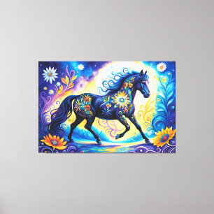 LIENZO CABALLO Y FLORES