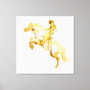 Lienzo Caballo y Jinete Dorado Abstracto