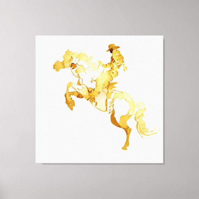 Lienzo Caballo y Jinete Dorado Abstracto (Anverso)