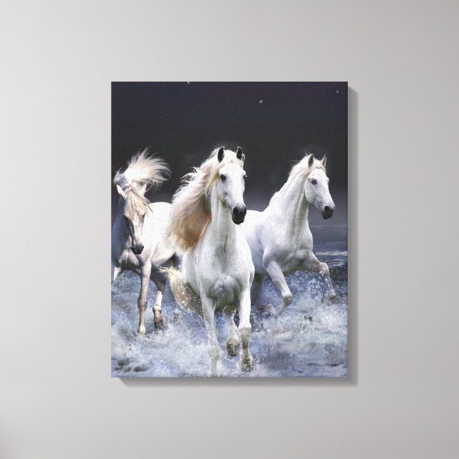 Lienzo Caballos corriendo lanzando almohada (Anverso)
