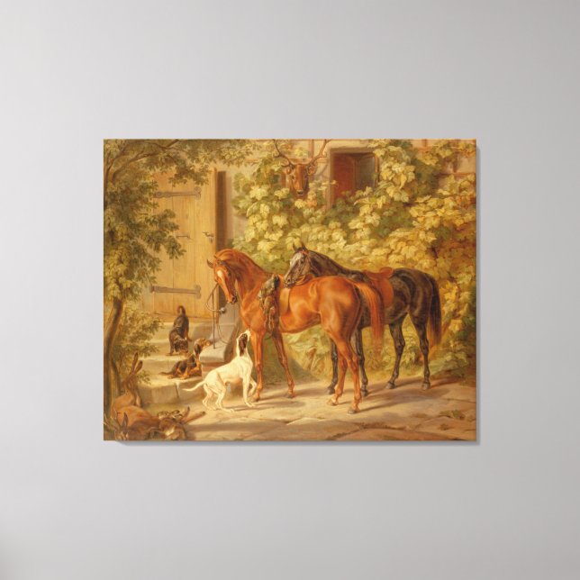 Lienzo Caballos de época en el Albrecht de Porch Adam (Anverso)