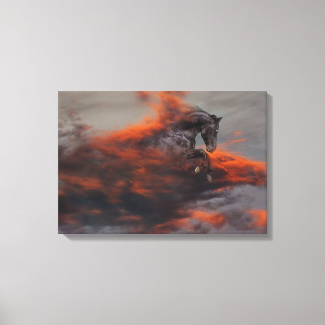 Lienzo Caballos de fantasía: Nubes (Anverso)