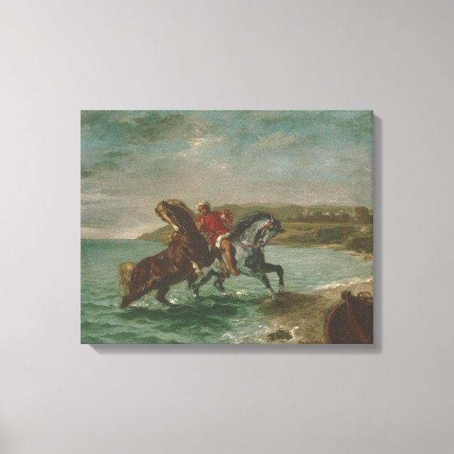 Lienzo Caballos de Ferdinand Delacroix saliendo del mar (Anverso)